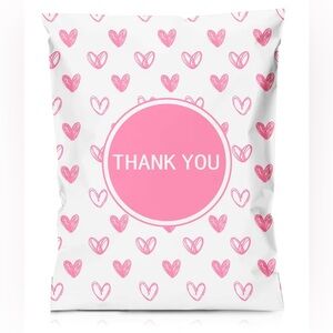 Set of 25 Pink Hearts Thank You Polymailers in 12”x15.5”Size